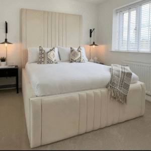 2025 elegance high headboard bed with optional ottoman storage abbeds #b23