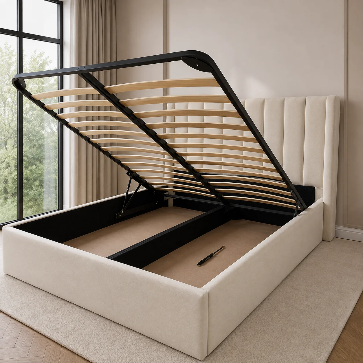Grand Wingback Bed with Optional Ottoman Storage - Image 2