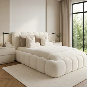 Peridot Designer Bed combines elegant styling, luxurious upholstery and lasting comfort. A sophisticated luxury bed frame designed to enhance any modern bedroom.