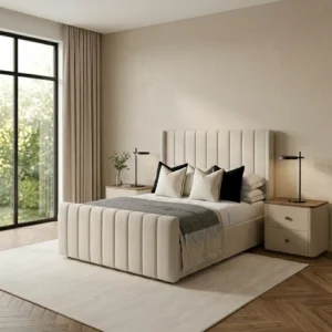 Royale Wingback Bed with Optional Ottoman Storage
