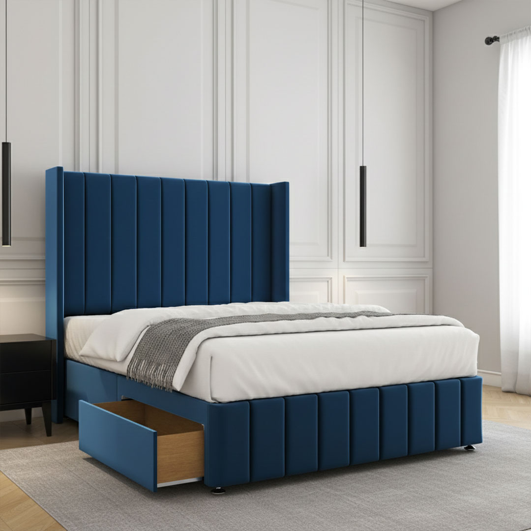 Cube Framed Chesterfield Divan Bed Set with Storage Drawers - Image 2