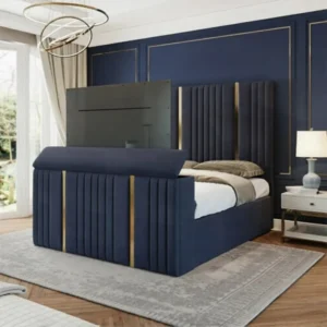Automatic Lift TV Bed Frame | Royal Navy Velvet