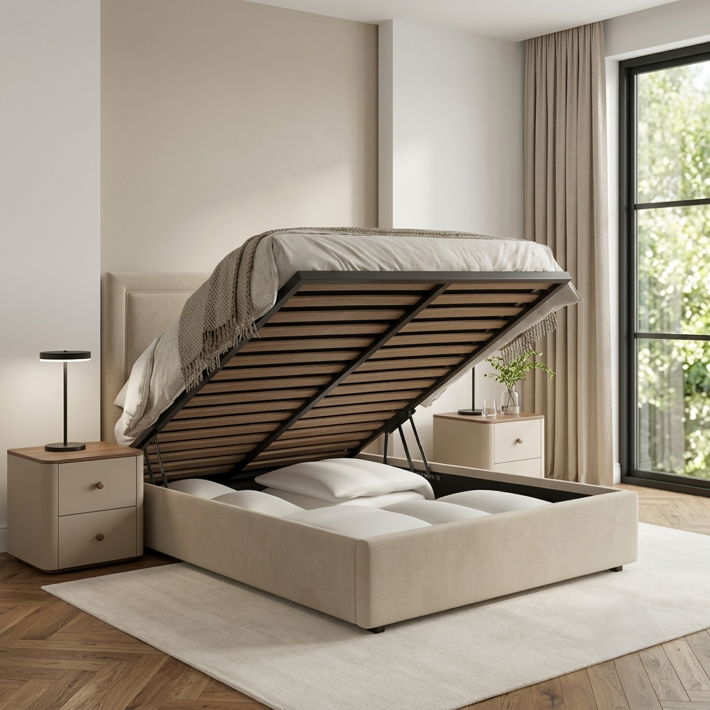 Small Double Ottoman Storage Bed | End Lift Ottoman | Nyla - Image 2