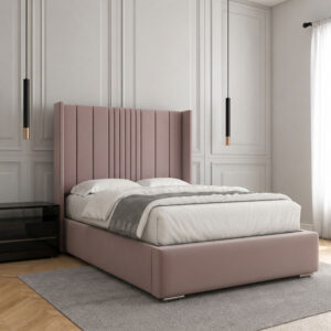 Haven Beige Fabric Bed Frame with Tufted Headboard