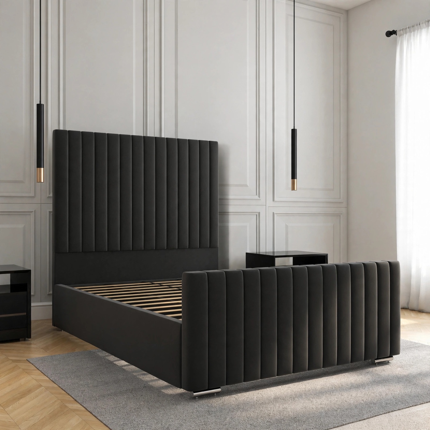 Aura Charcoal Fabric Gas Lift Storage Bed Frame - Image 3