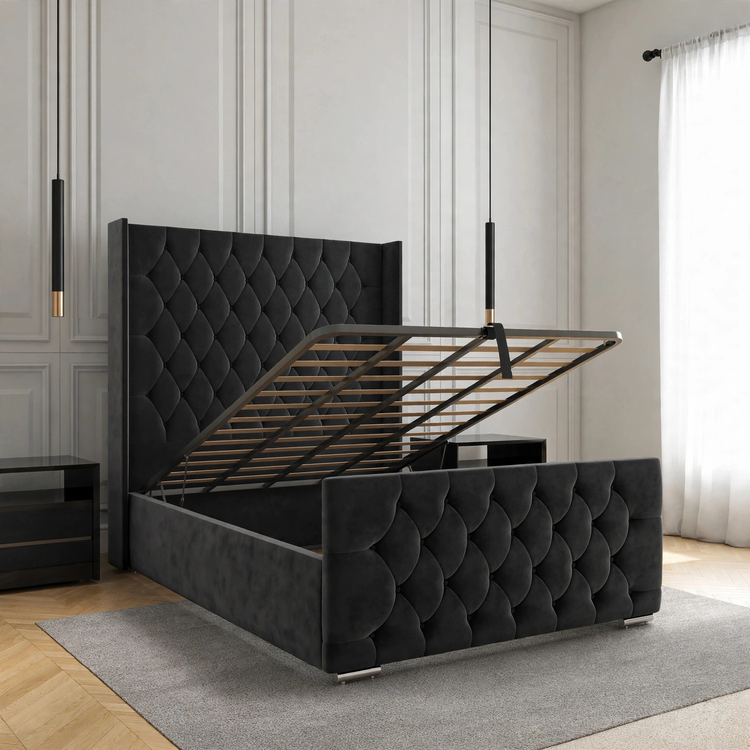 Ivory Vertical Channel Bed Frame - Image 3