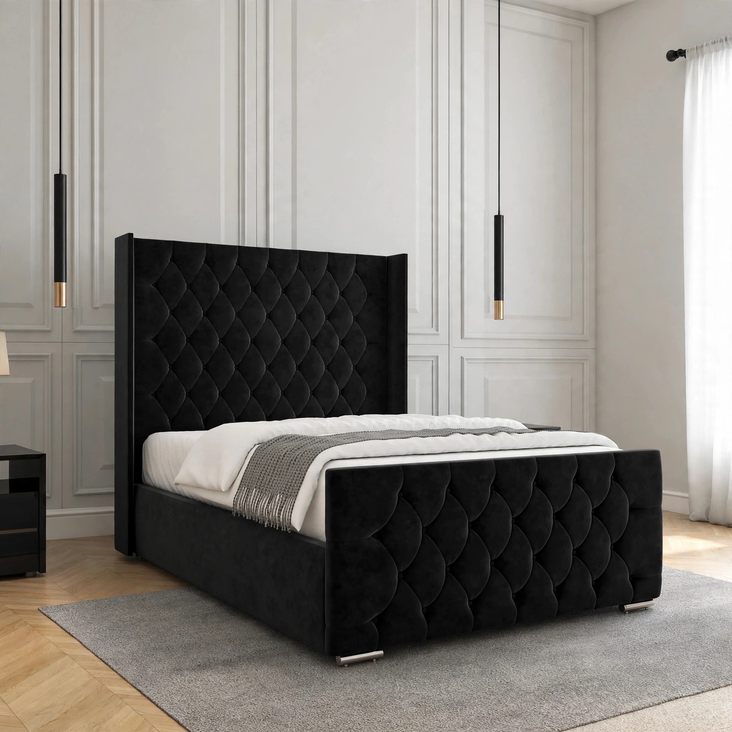 Nova Emerald Velvet Wingback Bed Frame