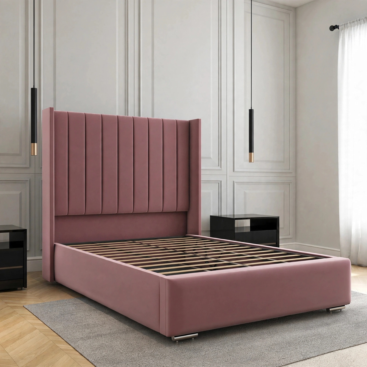 Pink Padded Channel Bed Frame - Image 2