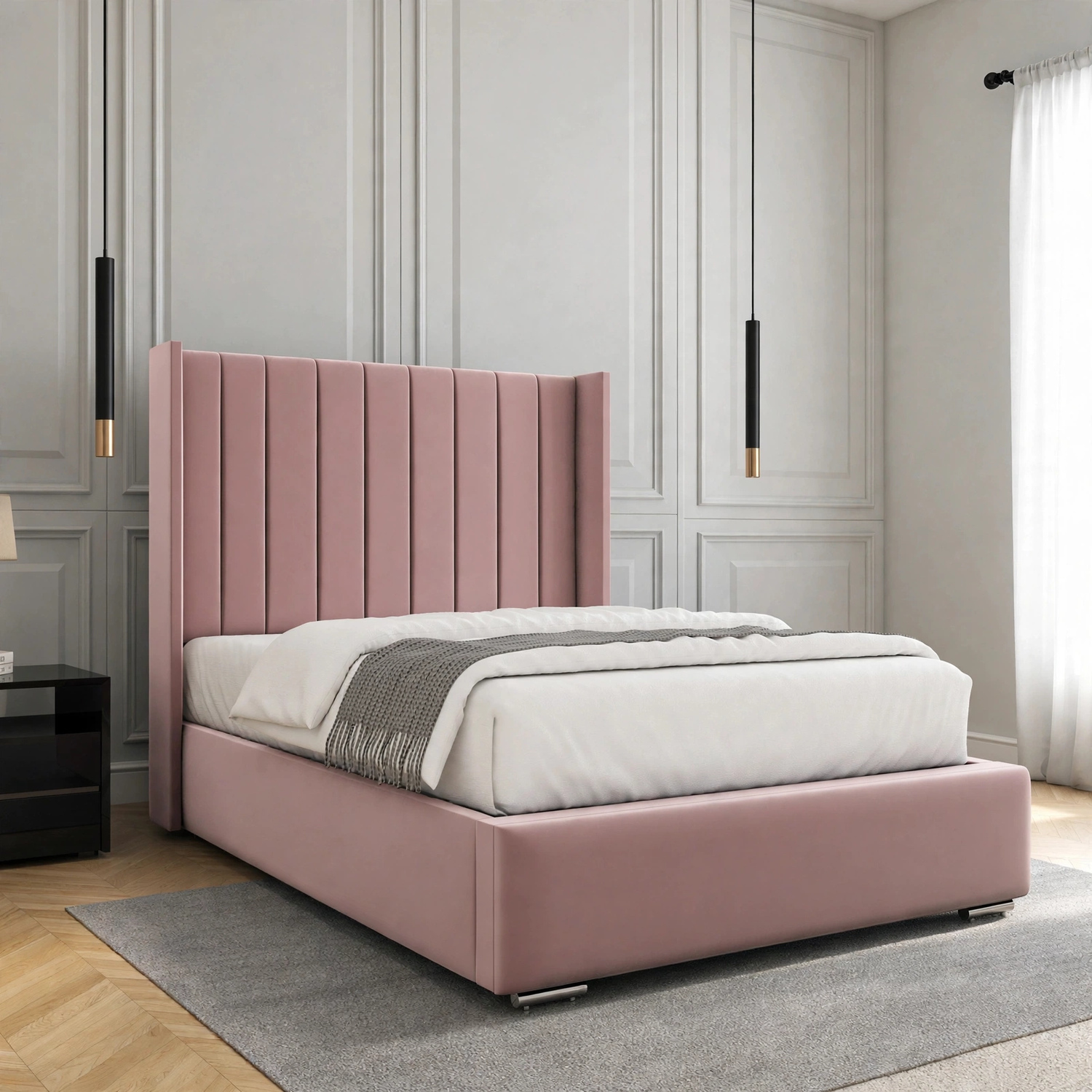 Pink Padded Channel Bed Frame
