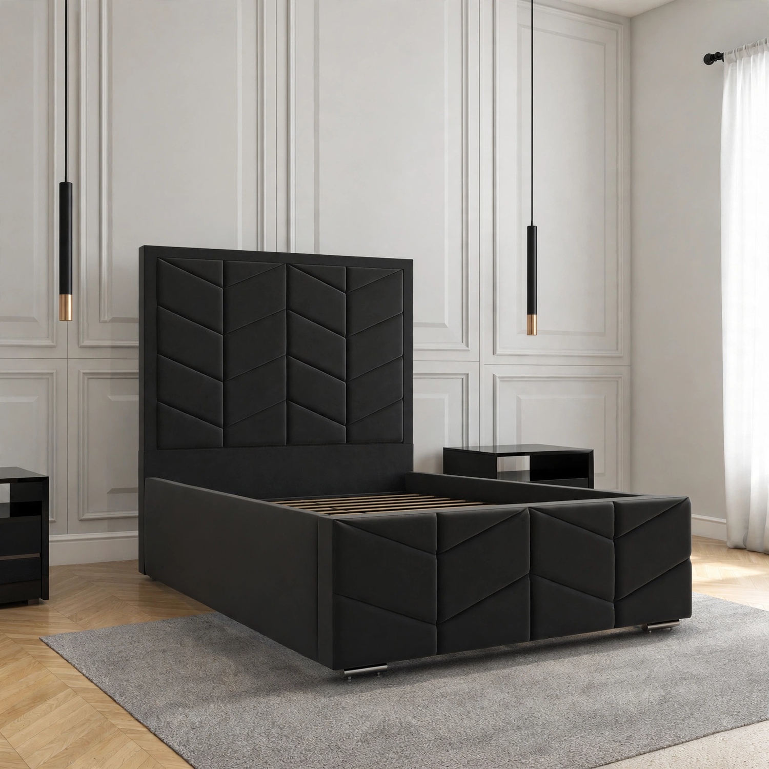 Jasmine Curve Texture Bed Frames - Image 2
