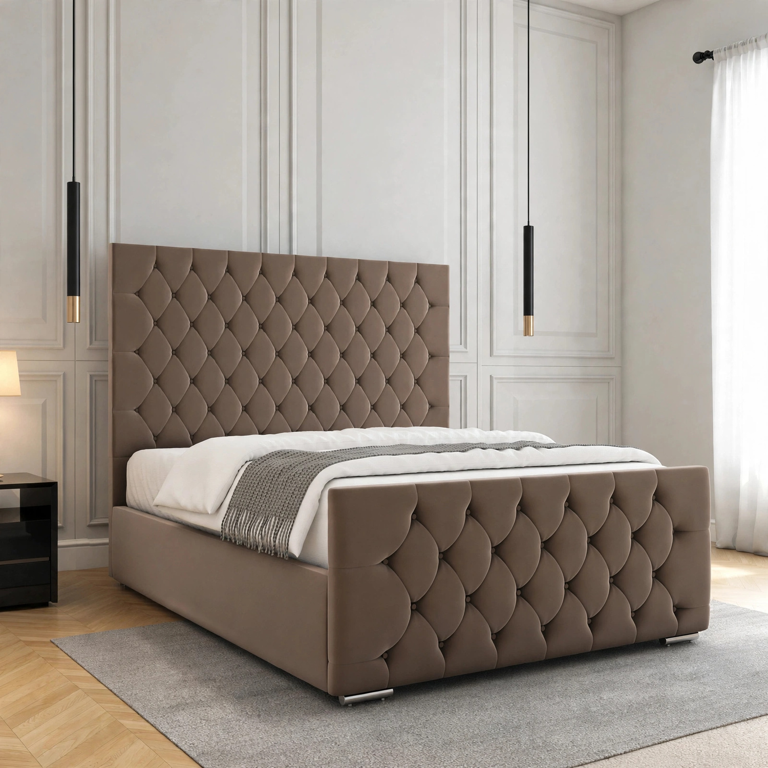 Brown Fluted Bed Frame