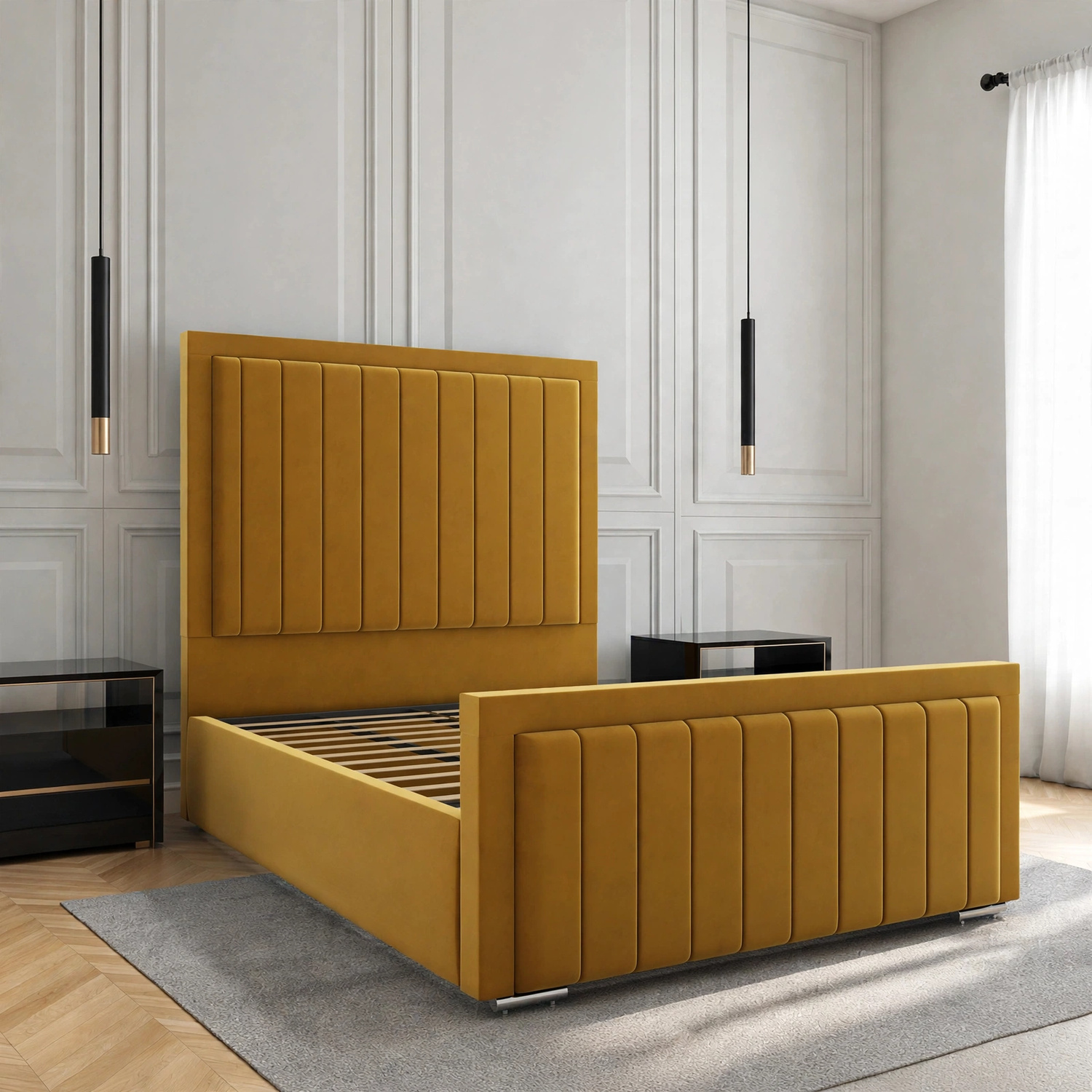 Pearl Ribbed Upholstered Bed Frame - Image 2