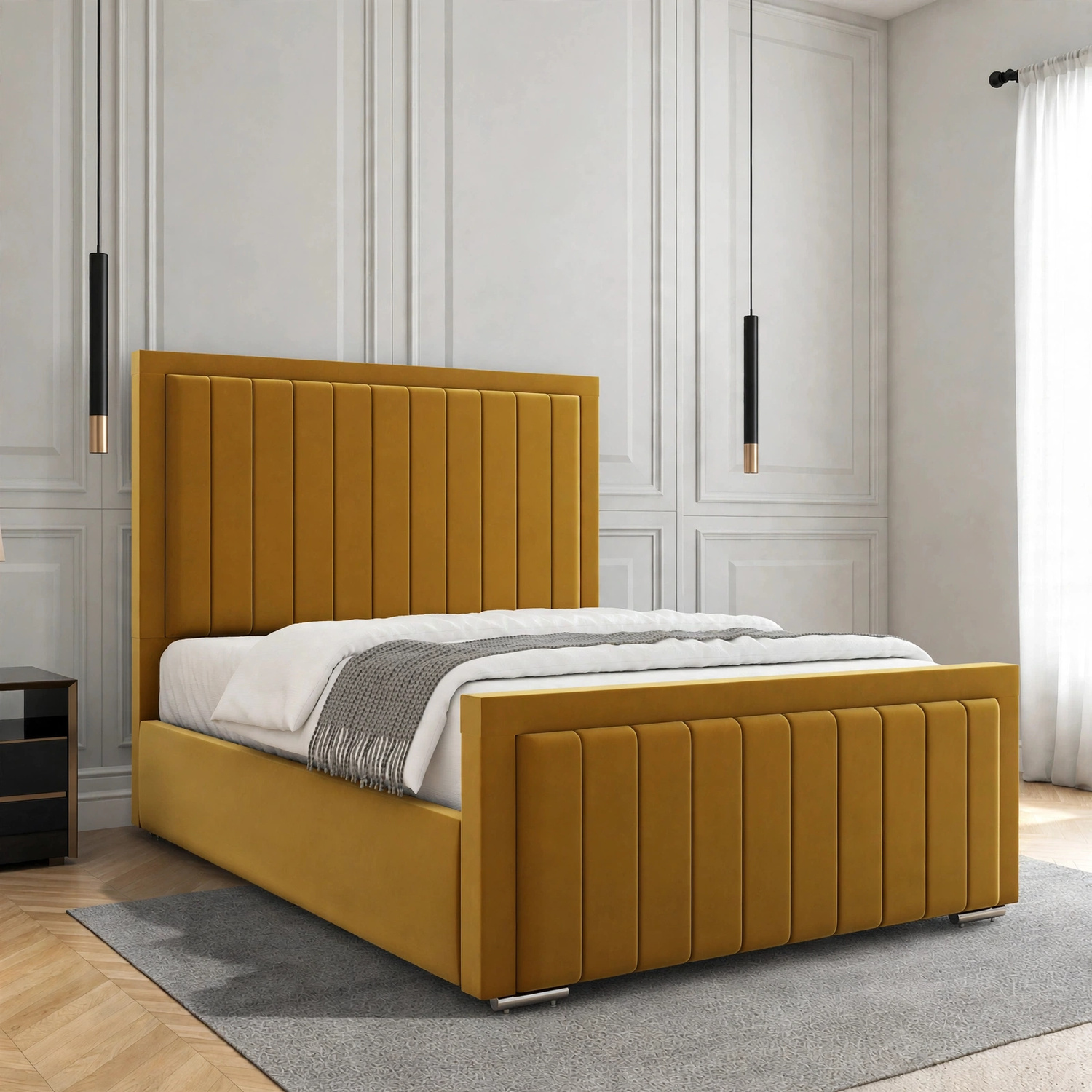 Pearl Ribbed Upholstered Bed Frame